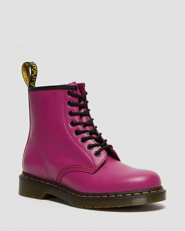 Pink Women's Dr Martens 1460 Smooth Leather Lace Up Boots | CA 203KOR